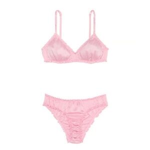 Victoria secret pink bralette and panty set valentines set MEDIUM pink